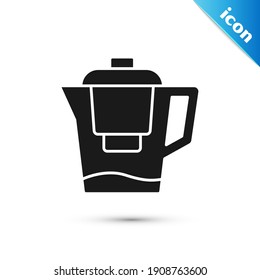 Grey Water jug with a filter icon isolated on white background.  Vector