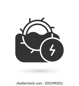 Grey Water mill icon isolated on white background. Water wheel energy. Hydro power turbine wheel.  Vector