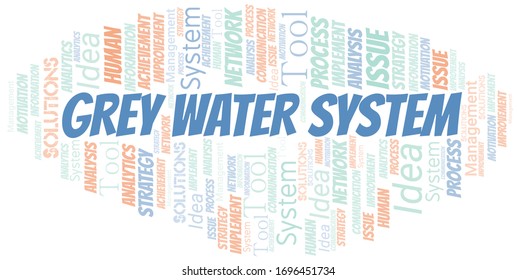 Grey Water System Typography Vector Word Cloud.