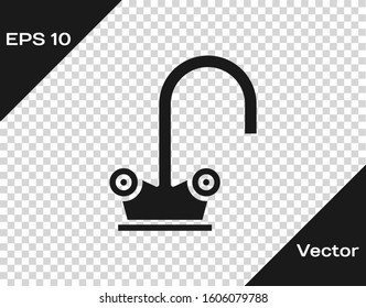 Grey Water tap icon isolated on transparent background.  Vector Illustration