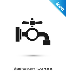 Graues Wasserhahn-Symbol einzeln auf weißem Hintergrund.  Vektorgrafik
