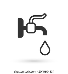 Grey Water tap icon isolated on white background.  Vector