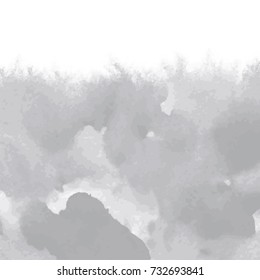 grey watercolor area with cloudy border on white background, vector illustration