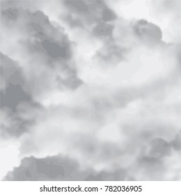 grey watercolor cloud pattern with dark hard edged and light blurred areas, vector illustration