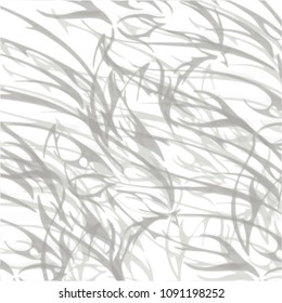 grey watercolor scribble pattern with with widely curved lines in different color shades on white background, vector illustration