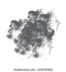 grey watercolor single cloud pattern on white background, vector illustration