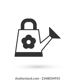 Grey Watering can icon isolated on white background. Irrigation symbol.  Vector