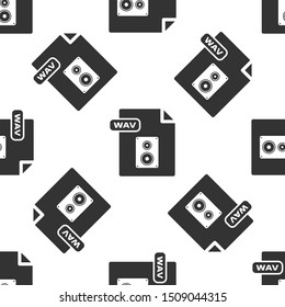 Grey WAV file document. Download wav button icon isolated seamless pattern on white background. WAV waveform audio file format for digital audio riff files.  Vector Illustration