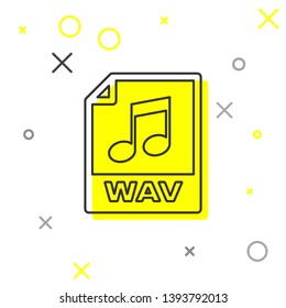 Grey WAV file document icon. Download wav button line icon isolated on white background. WAV waveform audio file format for digital audio riff files. Vector Illustration