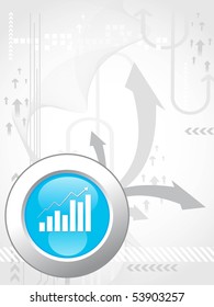 grey wave background with arrowhead, button