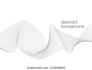 Grey wave line on white background abstract vector. 3D art dynamic wavy shape curve, light soft smooth pattern flow. Modern beautiful graphic backdrop illustration for banner, card, cover.