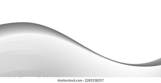Líneas de onda grises sobre fondo blanco. Elemento de diseño moderno. Líneas onduladas grises suaves. Ilustración del vector