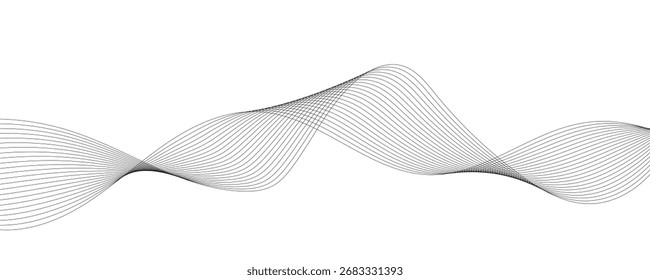 Grey Wave Lines on White Background