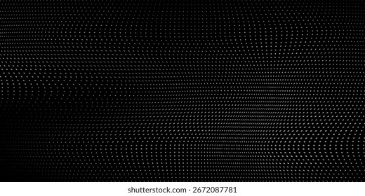 Onda gris de partículas. Fondo Abstractas con una onda dinámica con malla. Artes simples.