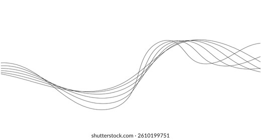 Grey Wave Swirl, frequency sound wave, twisted curve lines with blend effect Wavy vector background