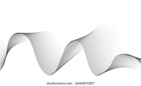 Grey Wave Swirl, frequency sound wave,Technology, smooth line.wave effect. twisted curve lines with blend effect. Thin line wavy abstract background, Abstract Futuristic Waving Background.
