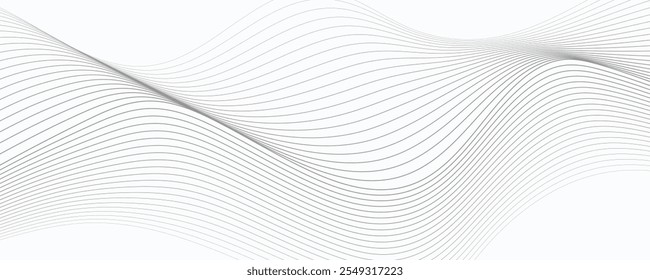 Grey waves abstract business background. Technology wavy lines