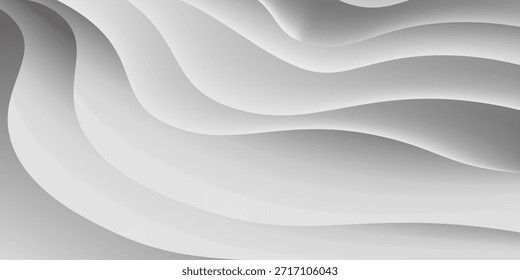 Grey wavy gradient backgroubd. Elegant geometric pattern. Vector illustration