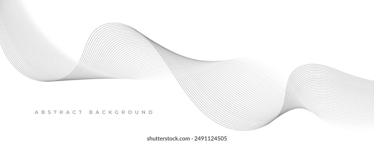 Líneas onduladas grises sobre fondo abstracto blanco. Ilustración de Anuncio de Vector ancho blanco y gris con bandas onduladas de partículas.