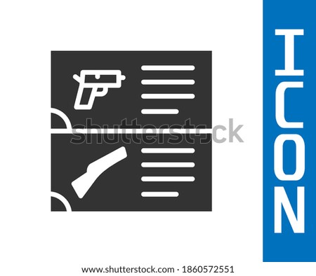 Grey Weapon catalog icon isolated on white background. Police or military handgun. Small firearm.  Vector