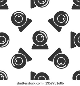 Grey Web camera icon isolated seamless pattern on white background. Chat camera. Webcam icon. Vector Illustration