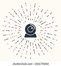 Grey Web camera icon isolated on beige background. Chat camera. Webcam icon. Abstract circle random dots. Vector Illustration