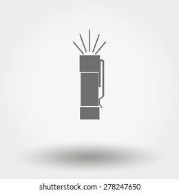 Grey web icon Flashlight. Vector illustration on a white background. Flat design style.