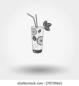 Grey web icon Mojito , vector illustration. Flat design style.