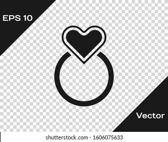 Grey Wedding rings icon isolated on transparent background. Bride and groom jewelry sign. Marriage symbol. Diamond ring.  Vector Illustration