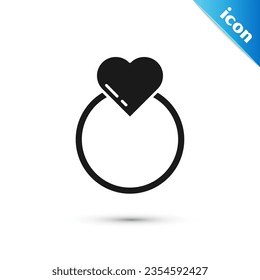 Grey Wedding rings icon isolated on white background. Bride and groom jewelry sign. Marriage symbol. Diamond ring.  Vector Illustration