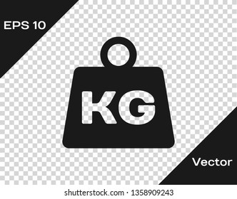 Grey Weight icon isolated on transparent background. Kilogram weight block for weight lifting and scale. Mass symbol. Vector Illustration