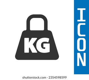 Grey Weight icon isolated on white background. Kilogram weight block for weight lifting and scale. Mass symbol.  Vector Illustration