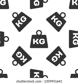 Grey Weight icon isolated seamless pattern on white background. Kilogram weight block for weight lifting and scale. Mass symbol. Vector Illustration