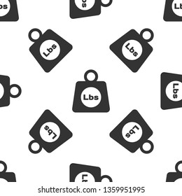 Grey Weight pounds icon isolated seamless pattern on white background. Pounds weight block for weight lifting and scale. Mass symbol. Vector Illustration