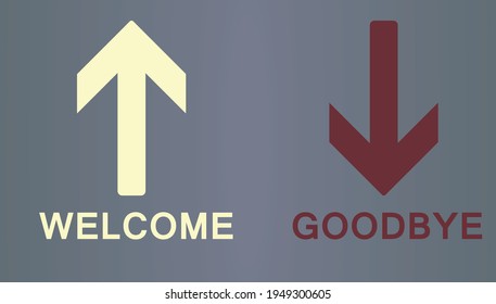 Grey welcome and goodbye arrow. vector