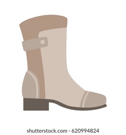 Grey Wellington Boot, Isolated Footwear Flat Icon, Shoes Store Assortment Item