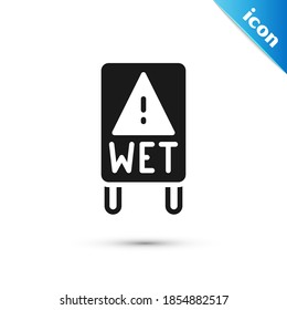Grey Wet floor and cleaning in progress icon isolated on white background. Cleaning service concept.  Vector