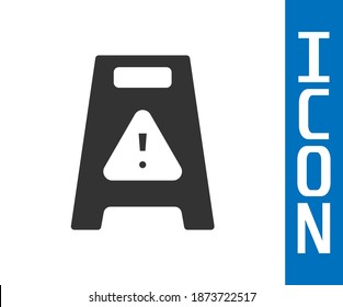 Grey Wet Floor And Cleaning In Progress Icon Isolated On White Background. Cleaning Service Concept.  Vector