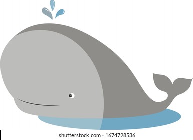 Ballena gris, ilustración, vector sobre fondo blanco.