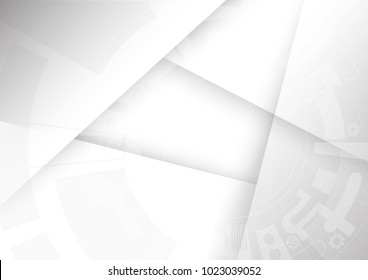 Grey wheel geometric technology background with gear shape. Vector abstract graphic design
