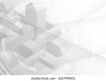 Grey wheel geometric technology background with gear shape. Vector abstract graphic design