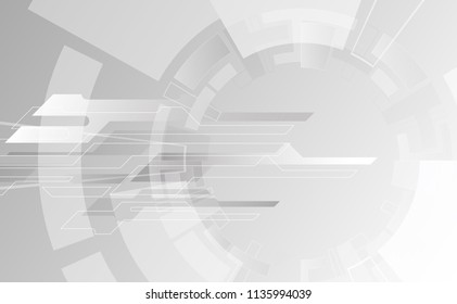 Grey wheel geometric technology background with gear shape. Vector abstract graphic design