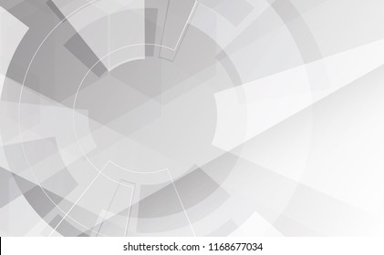 Grey wheel geometric technology background with gear shape. Vector abstract graphic design