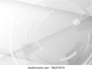 Grey wheel geometric technology background with gear shape. Vector abstract graphic design