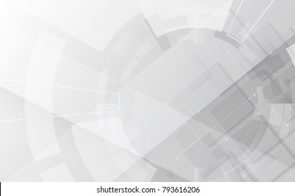 Grey wheel geometric technology background with gear shape. Vector abstract graphic design