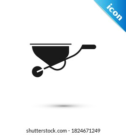 Grey Wheelbarrow icon isolated on white background. Tool equipment. Agriculture cart wheel farm.  Vector Illustration