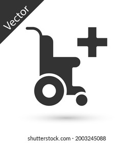 Grey Wheelchair for disabled person icon isolated on white background.  Vector
