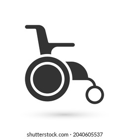 Grey Wheelchair for disabled person icon isolated on white background.  Vector