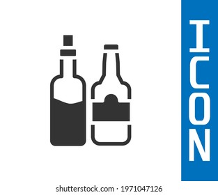 Grey Whiskey bottle icon isolated on white background.  Vector
