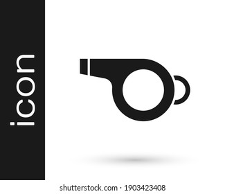 Grey Whistle icon isolated on white background. Referee symbol. Fitness and sport sign.  Vector Illustration